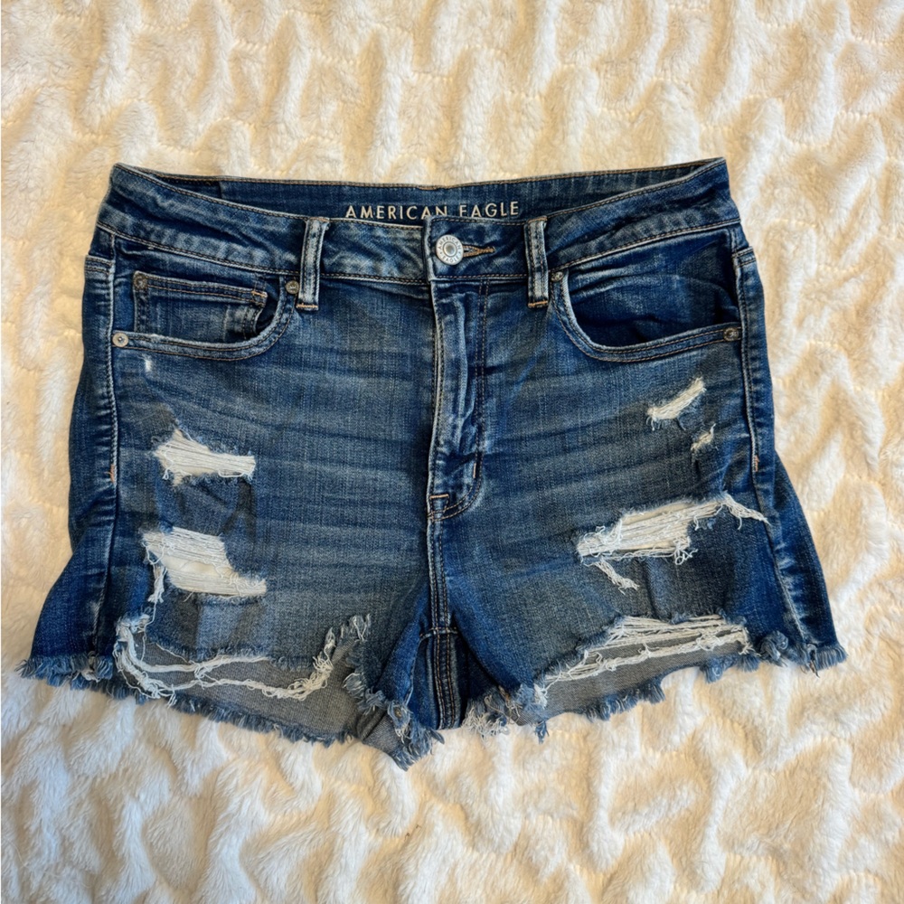 American Eagle Women's Ripped Blue Jean Shorts